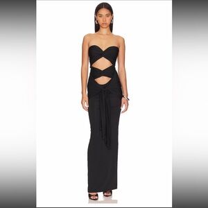 NBD Black Strapless Cutout Gown